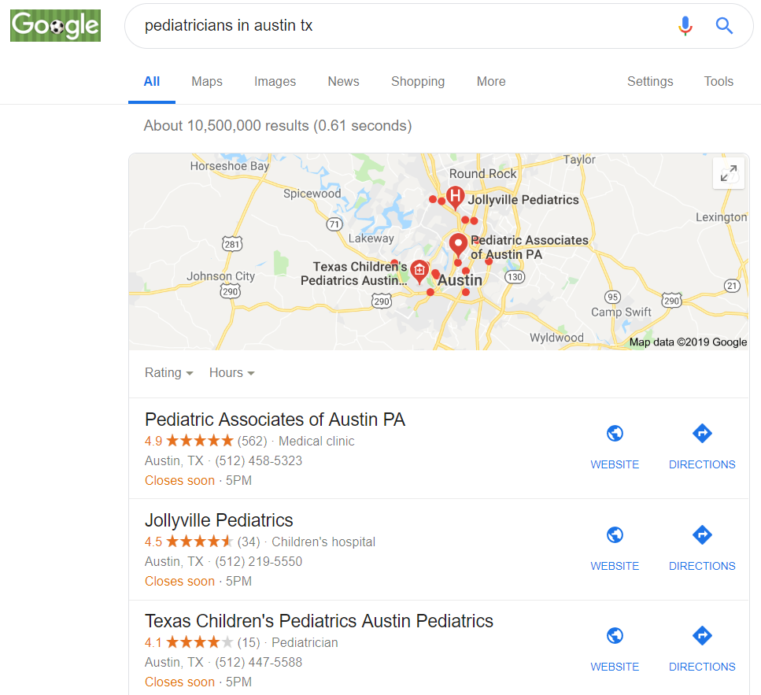 یک بسته محلی در SERP