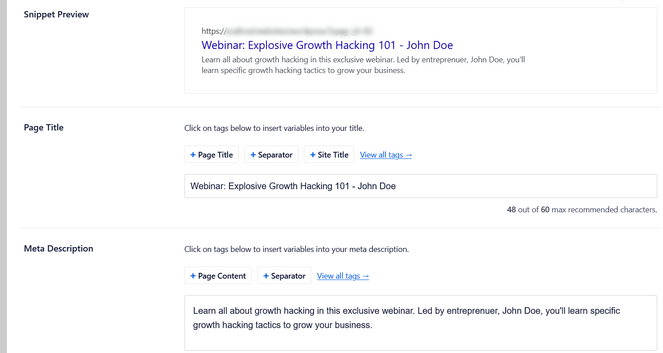 توضیحات متا All in One SEO