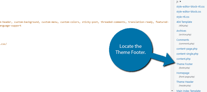 فایل Footer را پیدا کنید