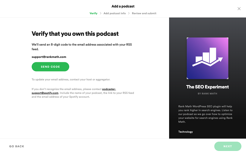 تأیید ایمیل پادکست Spotify