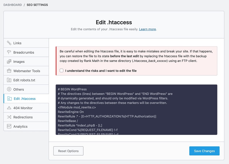 htaccess را ویرایش کنید