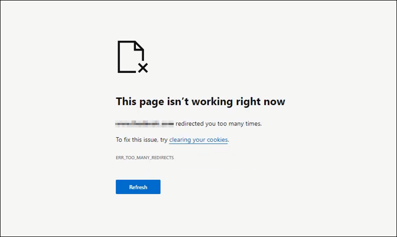 خطای ERR_TOO_MANY_REDIRECTS در Microsoft Edge.